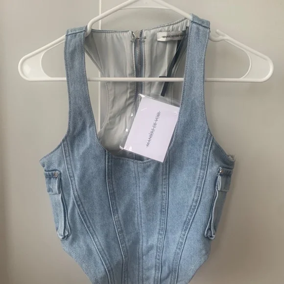 MANIERE DE VOIR DENIM CARGO CORSET AND MINI SKIRT - Picture 2 of 6